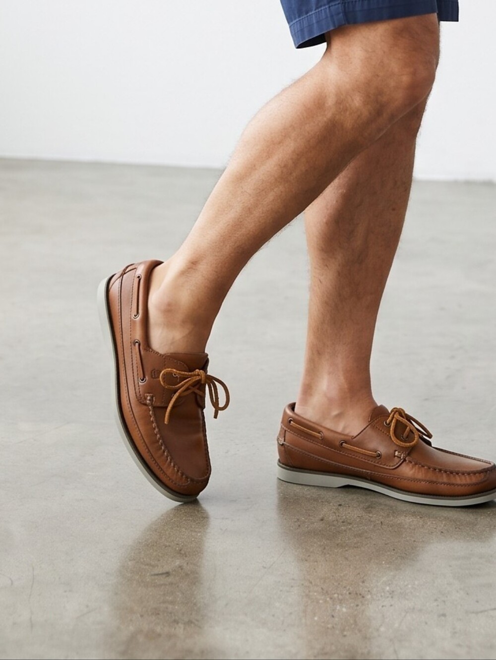 Mephisto Men's Brown Leather Moc Toe Boat Shoes